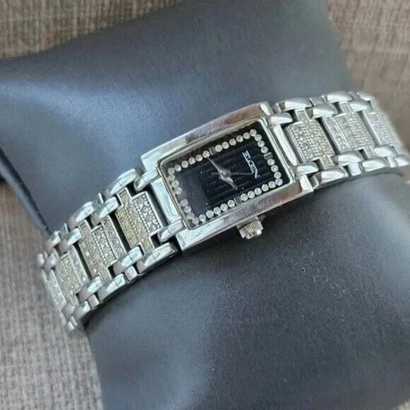 Vintage Elgin Women Wristwatch Silver Tone Crystals Accent Band Analog Watch - Picture 7 of 11